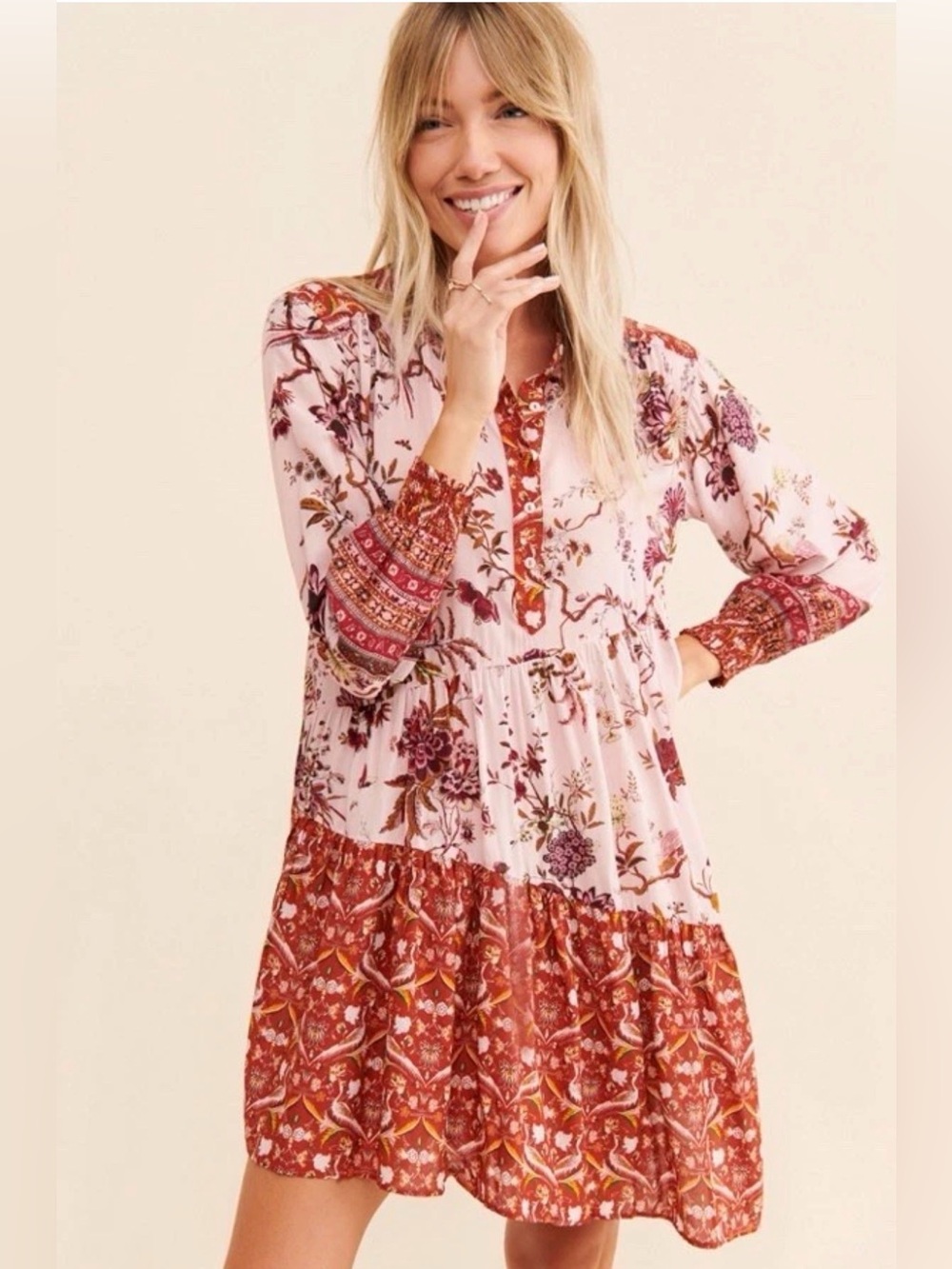 Anthropologie NEW NWT Asymmetrical Mini Dress Size XL Women’s Colorful Floral